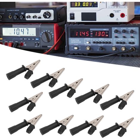 J.60045 5mm offene Krokodilklemme aus Vollkupfer für Leistungsprüfungen, verkauft in 10er-Packungen (schwarz). (1/5)