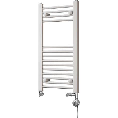 Zennor - White Dual Fuel Towel Rail H800mm x W400mm Thermostatic - Straight (1/3)