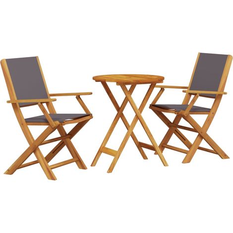 Maison Exclusive - Set da Bistrot 3pz Antracite in Tessuto e Legno Massello