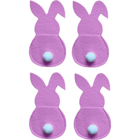 Porte-Couverts De Pâques - Poche Réutilisable En Tissu - Universelle Pour Fourchettes Couteaux Cuillères - 16 X 10 Cm - Rose - Lot De 4 (1/5)