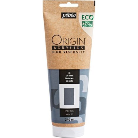 Peinture acrylique - Gris neutre - 35 - Haute viscosité - Pébéo - Origin acrylics - 240ml
