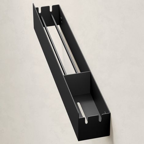 Mai & Mai Étagère Murale de Rangement en Acier Carbone Porte-Serviettes au Mur Support Rangement à Poser à Susprendre avec Crochets pour Salle de Bain Cuisine Noir 600×100×90 MM Reglo-18 (1/5)