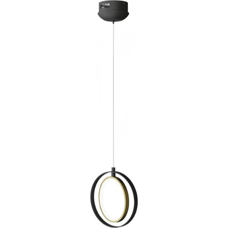 Plafonnier double anneau luxueux noir et or, lumière 6500K, aluminium et silicone, style artistique minimaliste (1/2)