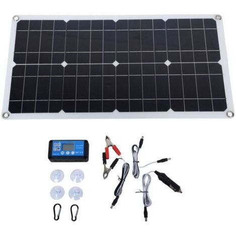 Kit de panneau solaire 100W IP67 étanche avec contrôleur DC 12V 24V 20A panneau solaire Portable pour camping-car caravane véhicule (1/5)