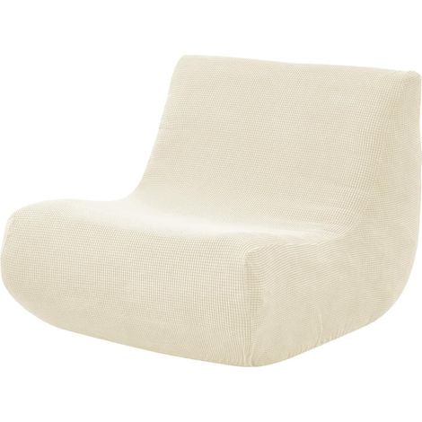 Stretch Sofa Cover without Armrests, Jacquard Sofa Cover for Lazy Sofas, Pouffes, Tatami Reclining Chair, 1 Seater – Beige (1/5)