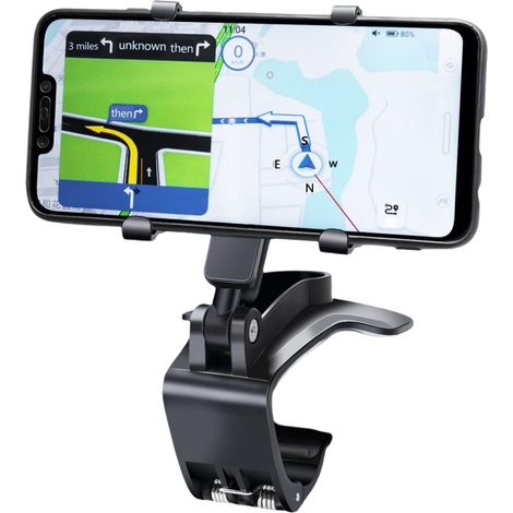Support Telephone Voiture - Rotation 360° - Pour Smartphones 4 0 À 6 7 Pouces - Fixation Tableau De Bord - Noir (1/5)
