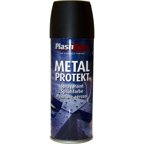 PlastiKote Metal Protekt Spray - Matte Black Finish, 400ml (1/2)