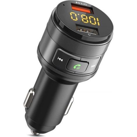Trasmettitore FM Bluetooth per auto - JINFGERNE - QC3.0 Caricabatterie rapido, chiamate in vivavoce, doppia porta USB, suono stereo (1/5)