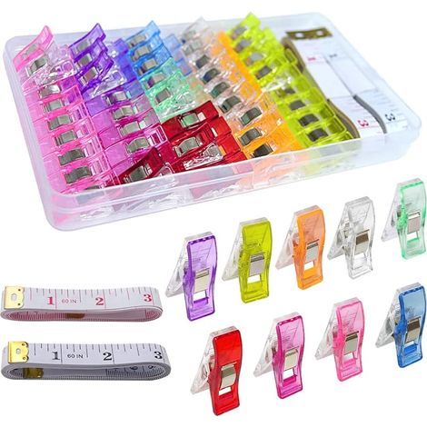 70 Pièces Clips Pinces en Plastique, Clips à Couture，Pinces à Couture Polyvalentes, Wonder Clips pour Coudre, Piquer, Crocheter, Tricoter, 9 Couleurs (1/5)