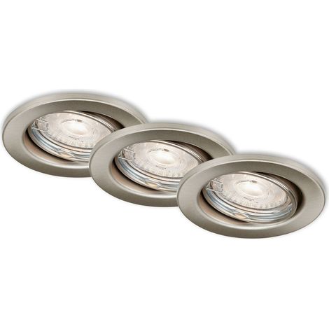 LED Einbauleuchten  dimmbar 3er Set GU10 5W silber Metall Ø8,6cm IP23 Briloner