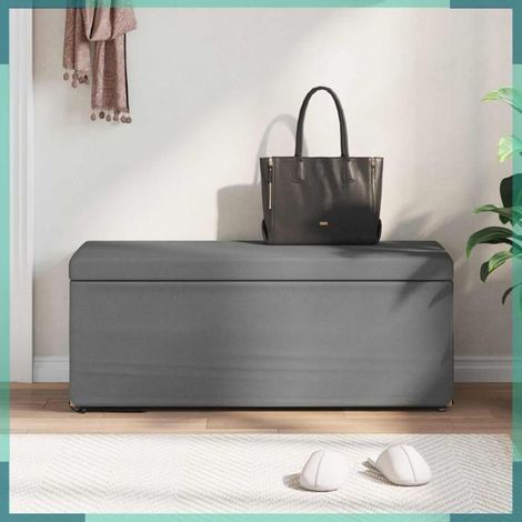 876789 Tabouret Gris foncé 101 x 41 x 40 cm Tissu et bois stratifié (1/5)