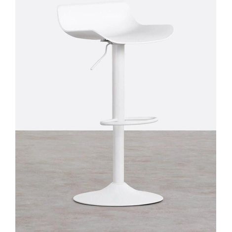 ORION91 Taburete Alto AMBROSIO Regulable en Polietileno y Metal (41x90x41cm) Color Blanco Comedor Oficina Salón Teletrabajo Cocina - SpazioLuzio - Pack x4 (1/5)