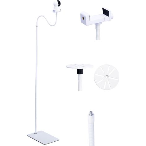Support Universel Caméra Bébé et Babyphon- Pince Réglable 75-175 cm - Compatible Moniteur Bébé/Sécurité - Blanc (1/5)