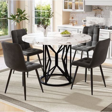 set tavolo sedie rotondo 100 cm nero OKMYHOME (1/5)