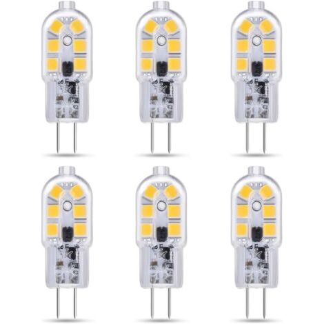 G4 LED 2W 12V AC/DC Blanc Froid 6000K pour Hotte Aspirante, 200lm, Équivalent Ampoule Halogène G4 10W 20W, non dimmable, Bi-pin LED G4 12V pour Lustre/Camping-car, lot de 6 (1/5)
