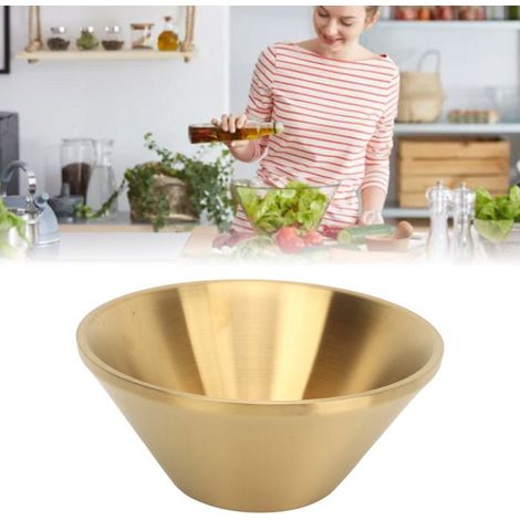 BelleRise - Bol salade inox 304 – Double couche dorée 20 cm – Anti-brûlure – pour salade, riz, glace (1/5)