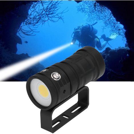 Lampe torche de plongée COB portable, éclairage sous-marin et lampe d'appoint pour la photographie, profondeur de plongée jusqu'à 100 m, trois couleurs de lumière, sept modes d'éclairage, étanche IPX8 (1/5)