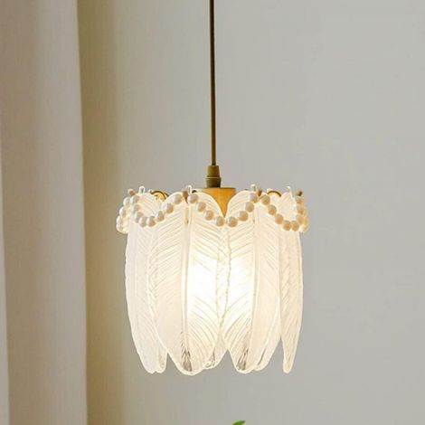 Lampe de à de luxe moderne en verre perle plume lumières pendantes Compatible with hall d'entrée lampes suspendues rétro français, Lustres modernes-20cm (1/4)