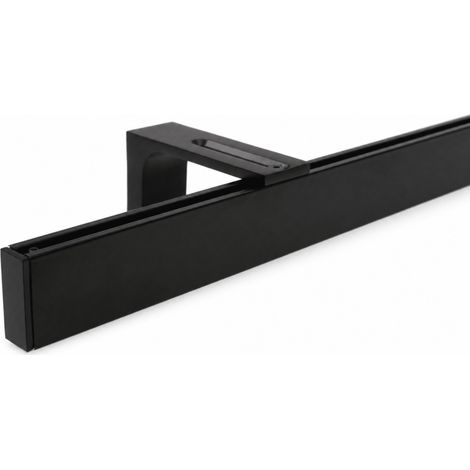 Gardinenschiene Innenlauf auf Maß 1-läufig Schwarz - Serie Loft Wandträger 390cm