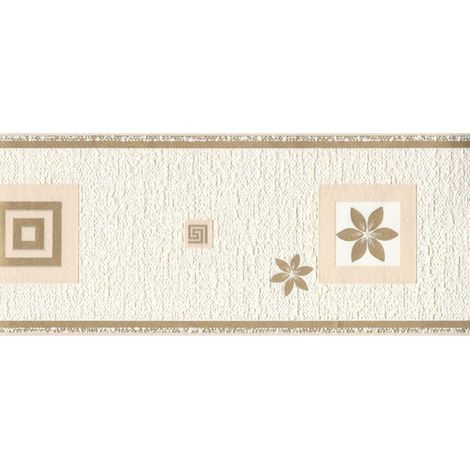 AS Creation Gold Flowers and Geometric Shapes Border Beige Modern