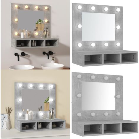 Spiegelschrank mit LED Betongrau 60x31,5x62 cm - Spiegelschrank - LED-Spiegel - Badezimmermöbel - Wandmontage - Kommodenschrank - Home & Living (1/5)