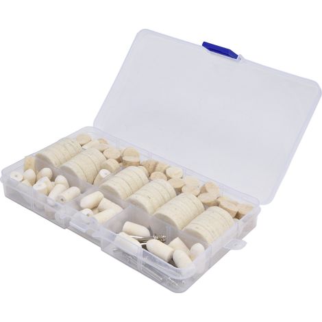 Kit de disques de polissage en feutre de laine, accessoire pour perceuse rotative, mandrin et accessoires. (1/5)