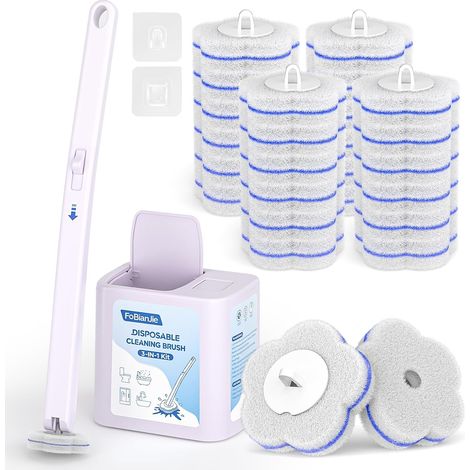 Brosse WC jetable avec 24 recharges de nettoyant, brosse WC, nettoyant pour nettoyage de salle de bain, lavabo, baignoire, sol (1/5)