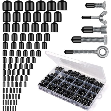 350 Pcs Rubber End Caps for Screws, Round Tube Rubber Plugs PVC Plastic Screw Thread Protectors Φ 1.5/2/2.5/3/3.5/4/5/6/6.5/7/8/9/10/13/15mm (1/5)