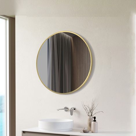 Signature Olivia Round Bathroom Mirror 600mm Diameter - Brushed Brass (1/3)