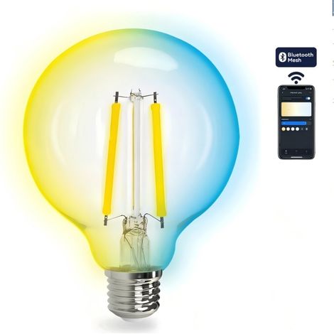 Ampoule Filament Spirale Artistique Connectée Bluetooth Mesh Aigostar G95 E27 4.9W RGBW, Verre Transparent Déco Design (1/2)