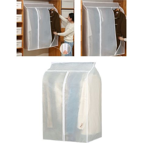 Großer Kleidersack, transparent, einfach zu montierender Kleidersack zum Aufhängen mit Klettverschluss (1/5)