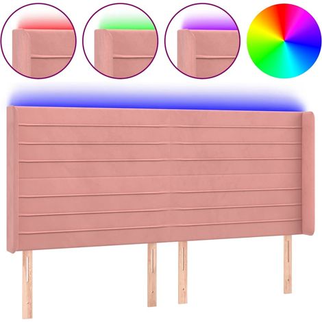 Maison Exclusive - Cabecero con LED de terciopelo rosa 203x16x118 (1/5)