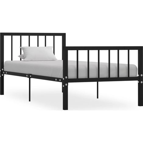 Bed Frame Black Metal Single Sturdy Bed Frame Rectangular vidaXL (1/5)