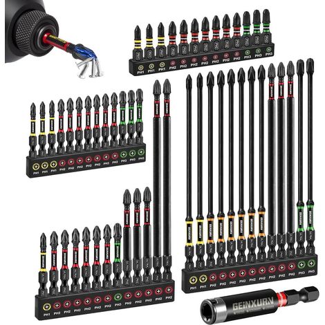 Jeu de 53 embouts de vissage magnétiques PH1/PH2/PH3 S2 avec porte-embout (1/5)