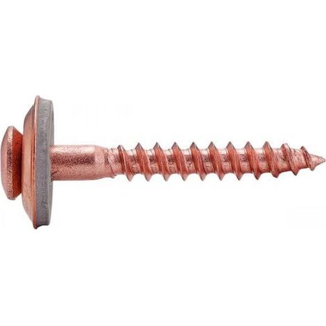 200 Vis à Bois Tête Fraisée Bombée Six Lobes + Rondelle Epdm D. 15 4.5 x 80 mm - Type DIN 7995 - Inox A2-CU - D-Work