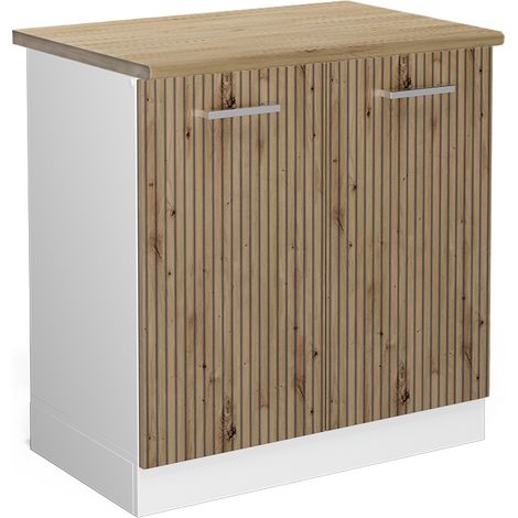 Meuble bas sous-évier R-Line, Chêne Artisan, 80 cm , PT Chêne, Vicco
