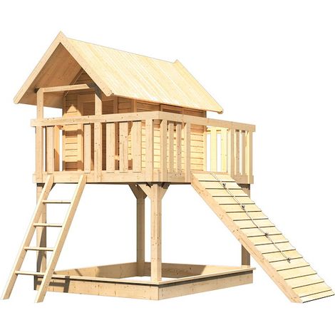 Akubi Stelzenhaus Fidel natur mit Holzrampe