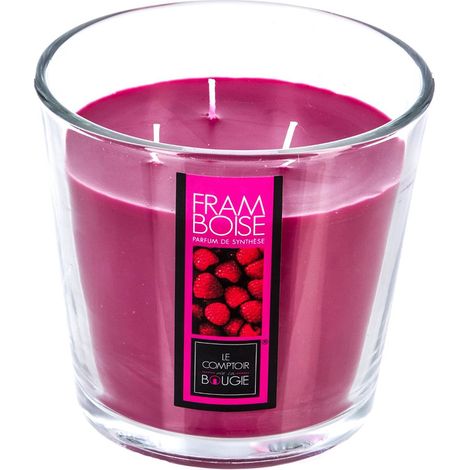 Bougie 3 mèches Parfumée Framboise 500 G Pot en verre - Atmosphera