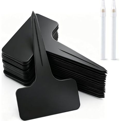 étiquettes pour plantes d'extérieur, marqueurs en T (6 x 10 cm), étiquettes en plastique, étiquettes noires pour légumes, fruits et fleurs (1/5)