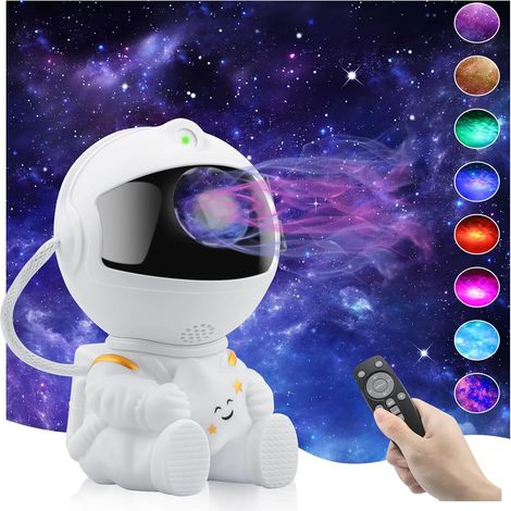 Projecteur d'étoiles astronaute, veilleuse adulte, projecteur de lumière galaxie, ciel étoilé, LED avec minuterie et télécommande (blanc) (1/5)