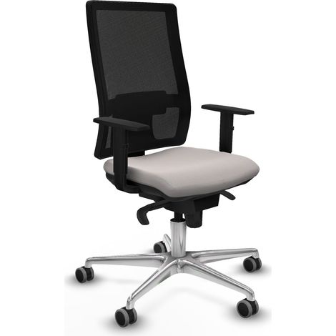 Horna sincro malla negra similpiel blanco brazos 1D base aluminio ruedas 65mm engomadas (1/5)