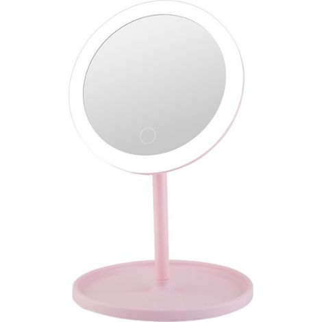 Miroir de maquillage LED rechargeable USB, lumière de remplissage ajustable, portable, miroir de vanity de bureau avec éclairage réglable (1/5)