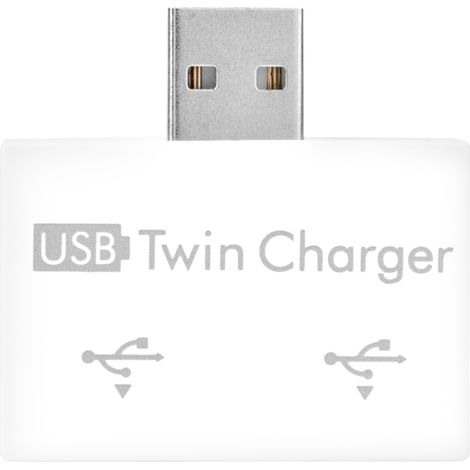 Hub USB 2.0 mâle vers double port USB, adaptateur, convertisseur et concentrateur de charge (blanc) (1/5)