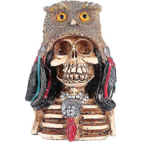 1 Stück Eulenhut-Totenkopf-Statue