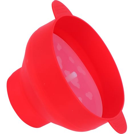 Zusammenklappbarer Popcornbecher aus Silikon, DIY-Popcornschüssel mit Deckel, Küchenaccessoire (rot mit Griff) (1/5)