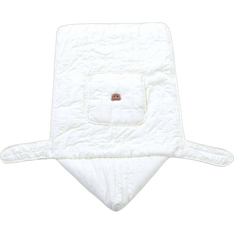Housse de porte-bébé/poussette doublée en polaire douce, chaude et à capuche pour nouveau-né, avec poches, beige à motif ours. (1/5)