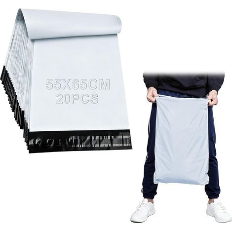 20 Pièces Pochette Sac d Envoie Colis Vinted Grand 55 x 65 cm Sac Emballage Colis Vetement Auto Adhésives Imperméables pour Vêtements et Expédition de Textiles Transport Blanc (1/5)