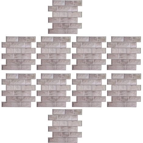 Set mit 10 3D-Wandaufklebern, die Keramikfliesen imitieren, Klebstoffe, Wanddekoration. (1/5)