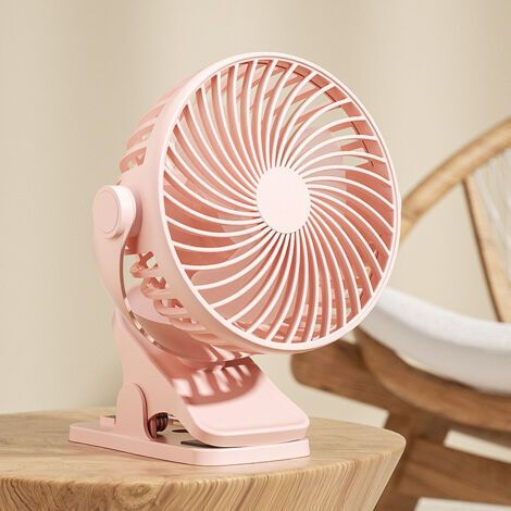 BUNTHAUS Clip USB ventilateur lampe de bureau petit ventilateur portable extérieur clip ventilateur maison bureau dortoir chevet charge (rose)