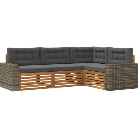 Outdoor-Sofagarnitur 4 stk. Natur und Anthrazit Polyester vidaXL
